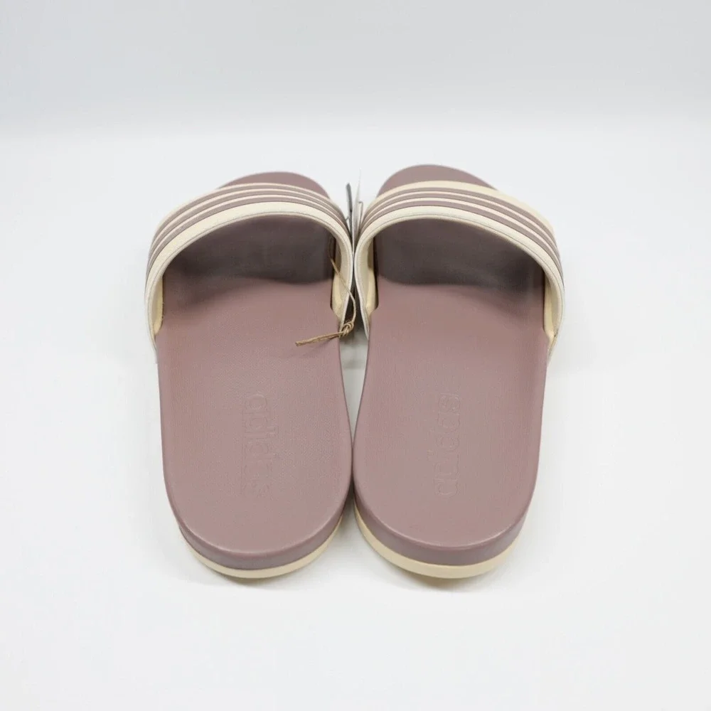 Adidas Sportswear Women's Adilette Comfort Striped Slides Sandals Purple Size 11
